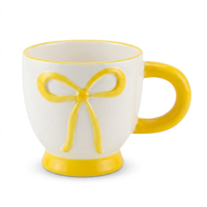 ow Accent Mug – Footed Base with Painted Ribbon Design