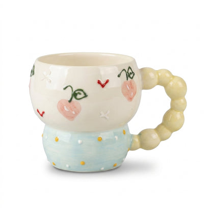 Two-Tier Bubble Handle Mug – Painted Pattern Design