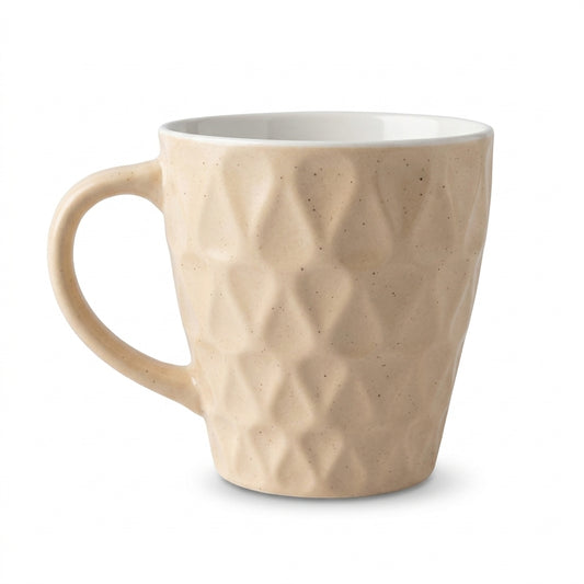 Geometric Textured Mug – Faceted Diamond Pattern Ceramic