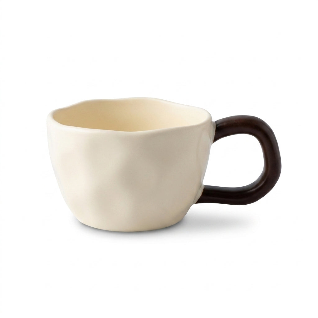 Organic Shape Mug – Irregular Rim with Contrast Handle