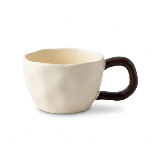 Organic Shape Mug – Irregular Rim with Contrast Handle