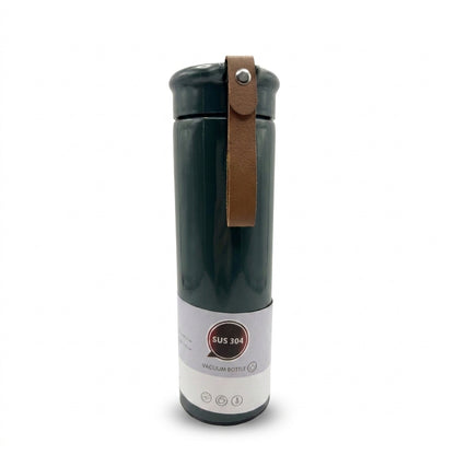 Stainless Steel Vacuum Bottle – Leather Strap Travel Flask