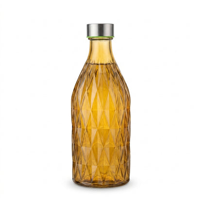 Diamond Textured Glass Bottle with Screw Cap