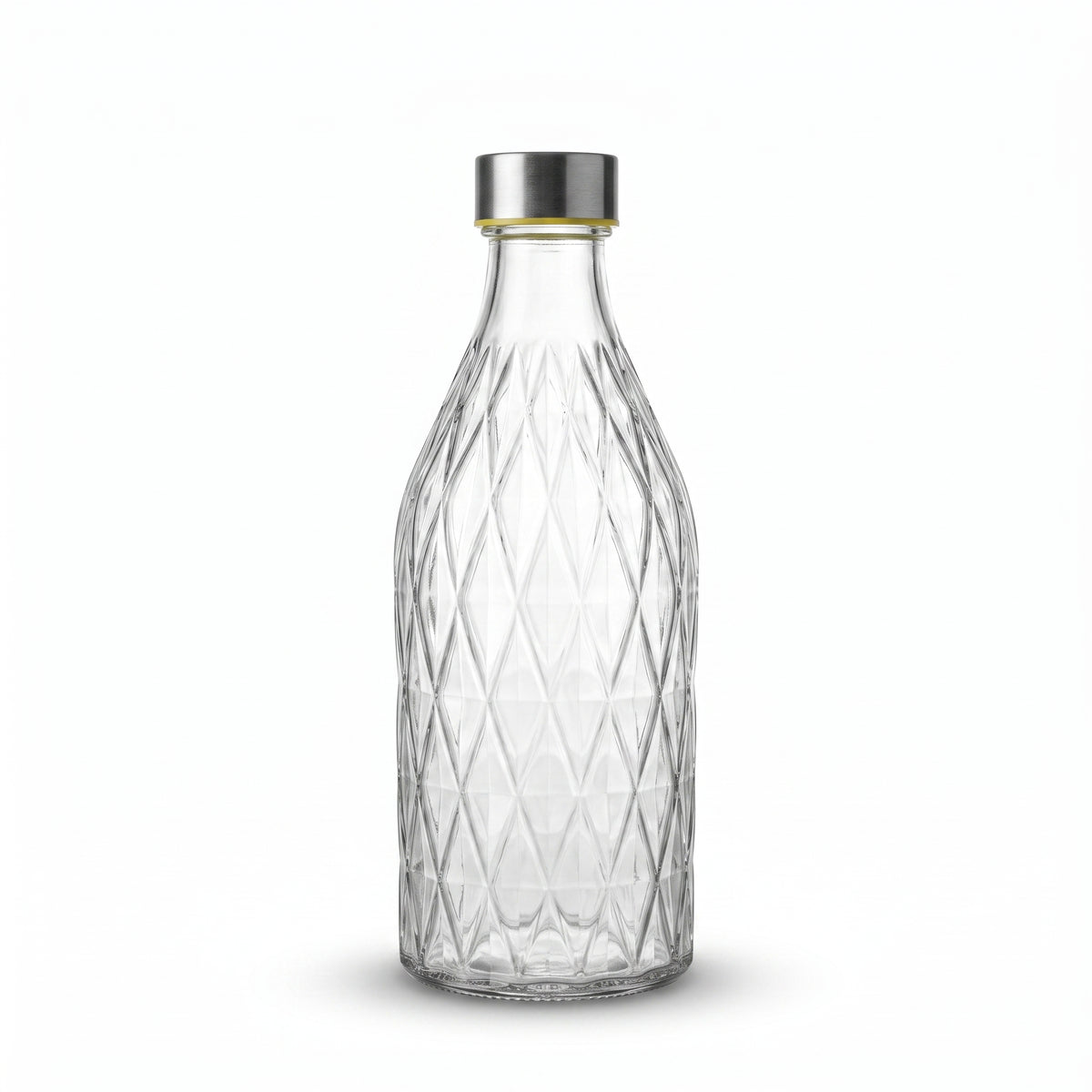 Diamond Cut Glass Bottle with Screw Cap
