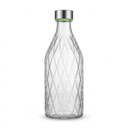 Diamond Cut Glass Bottle with Screw Cap