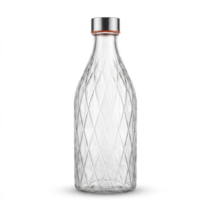 Diamond Cut Glass Bottle with Screw Cap