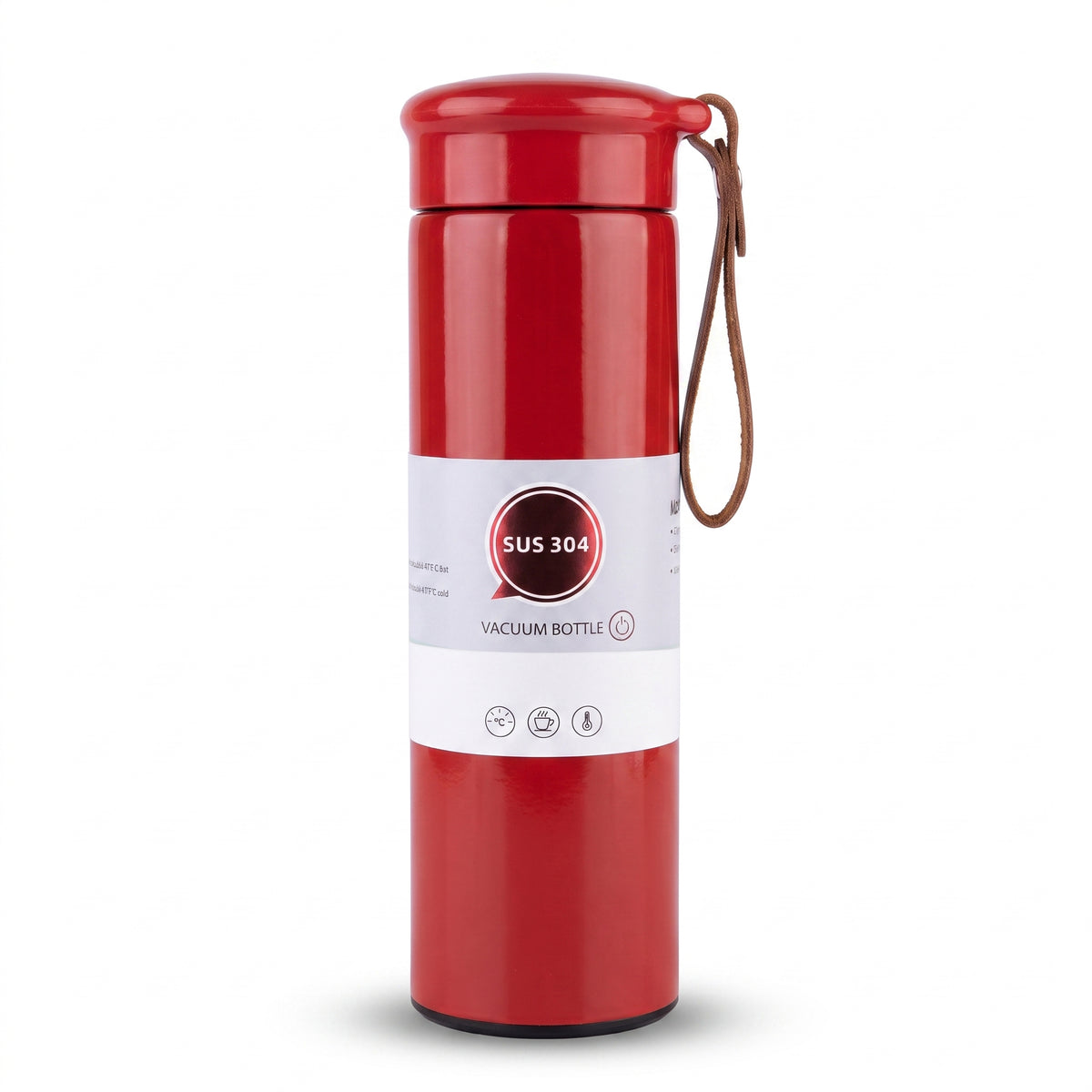 Stainless Steel Vacuum Bottle – Leather Strap Travel Flask