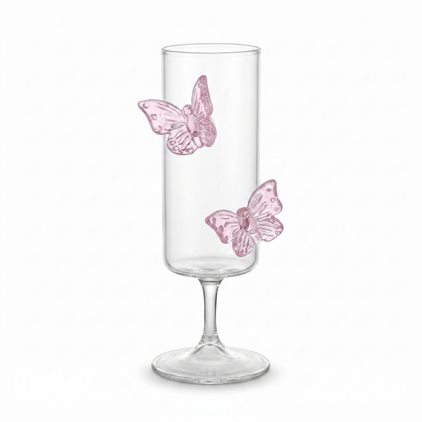 3D Double Butterfly Stem Glass
