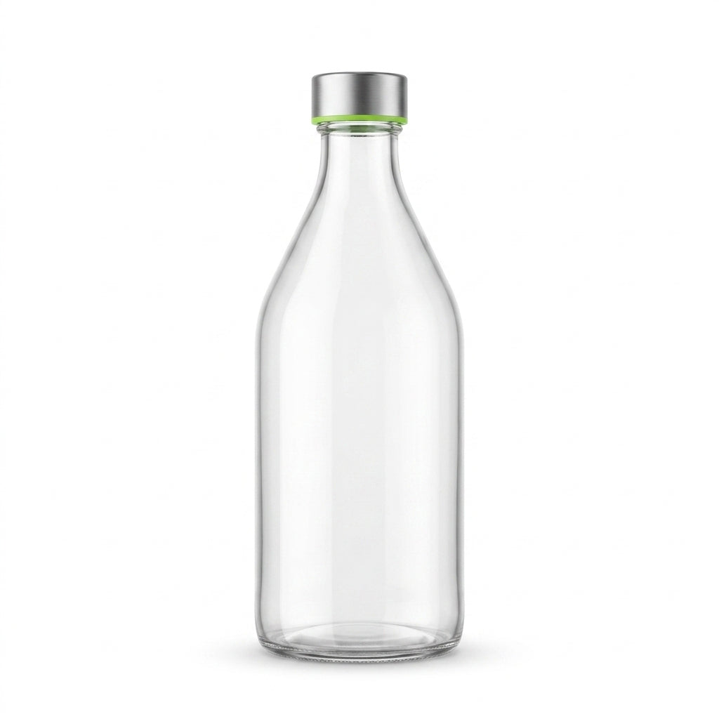 Glass Water Bottle with Stainless Steel Screw Cap
