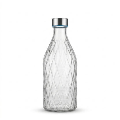 Diamond Cut Glass Bottle with Screw Cap