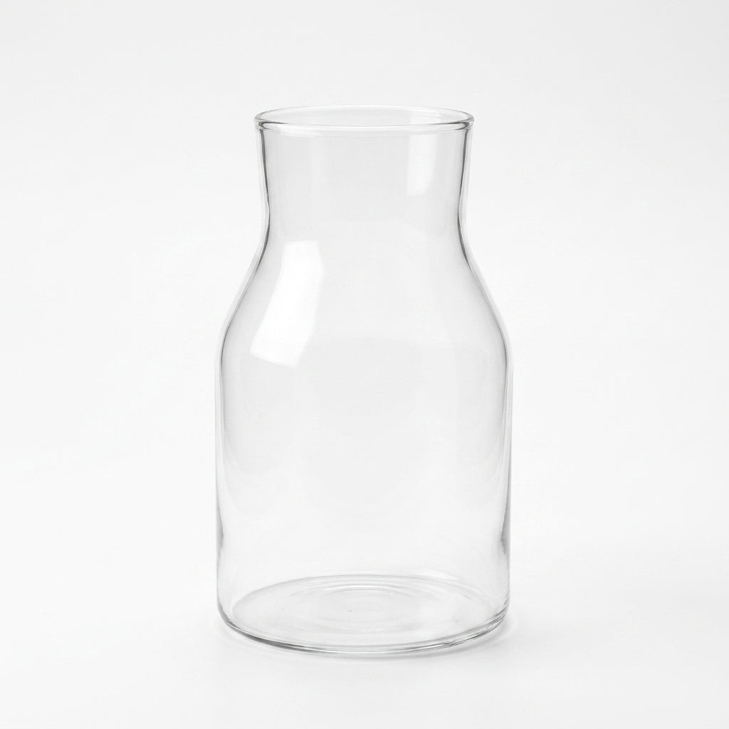 Clear Glass Bottle Vase with Flared Neck
