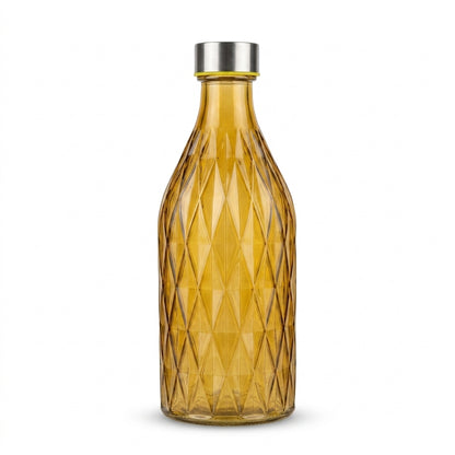 Diamond Textured Glass Bottle with Screw Cap