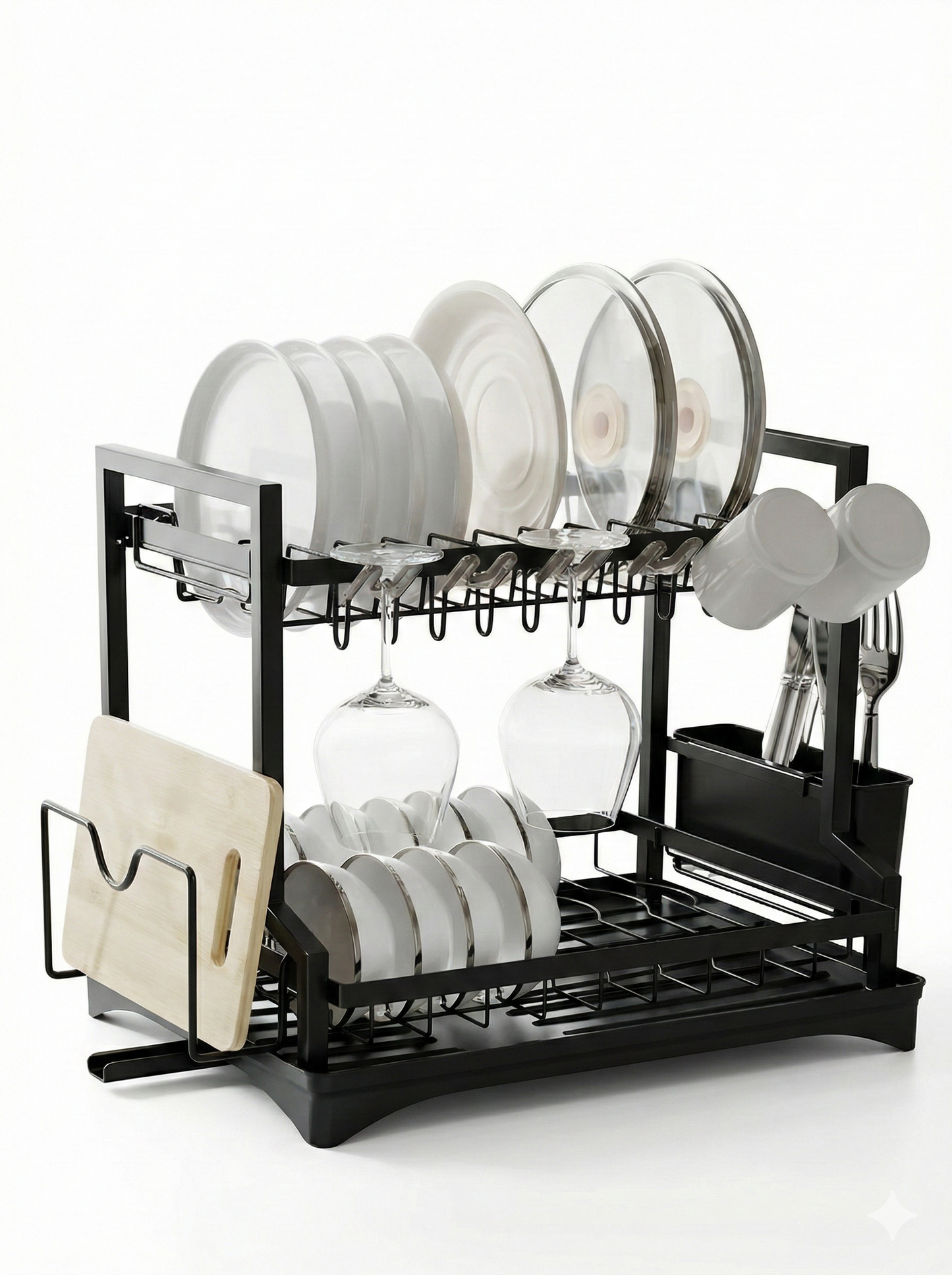 Tier Kitchen Dish Drying Rack with Cup & Cutlery Holder