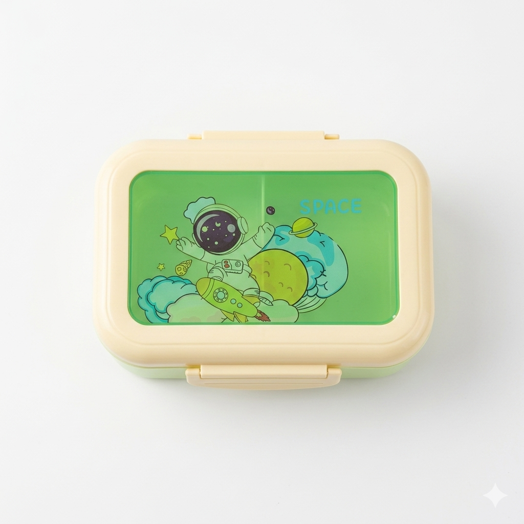 Cute Pink Cartoon Lunch Box with Lock Lid