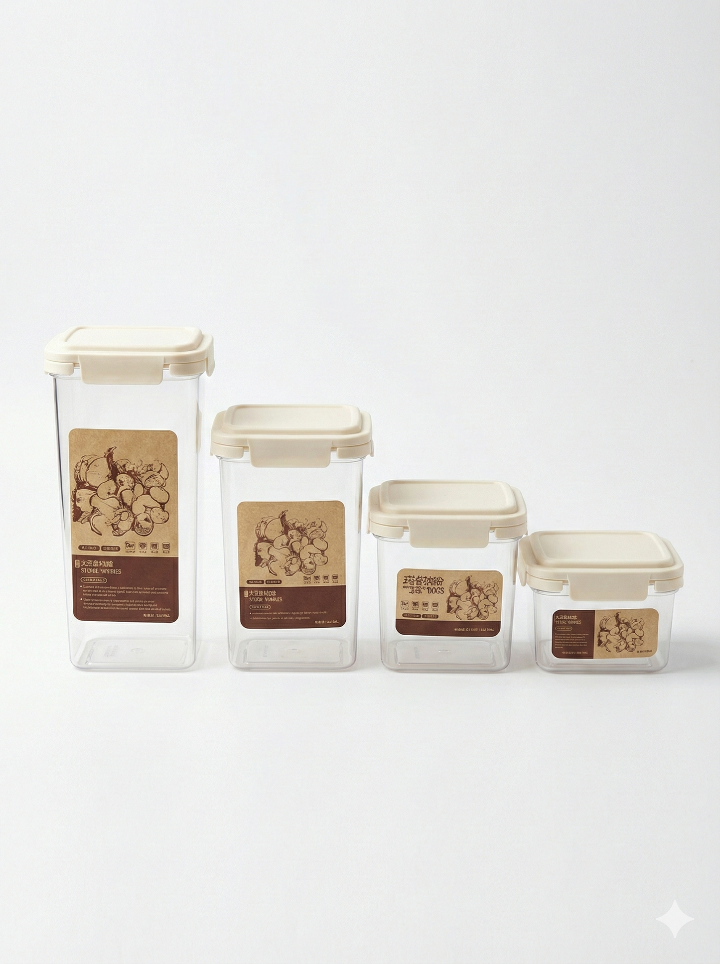 4-Piece Airtight Food Storage Container Set – Clear Kitchen Organizers