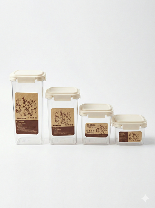 4-Piece Airtight Food Storage Container Set – Clear Kitchen Organizers