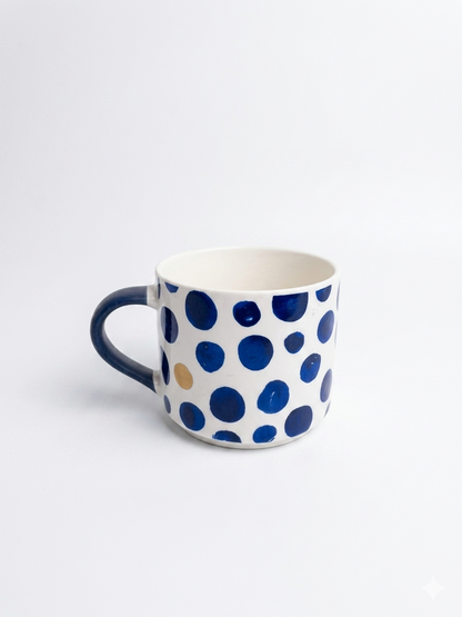 Handcrafted Ceramic Mug with Blue Checkered Design
