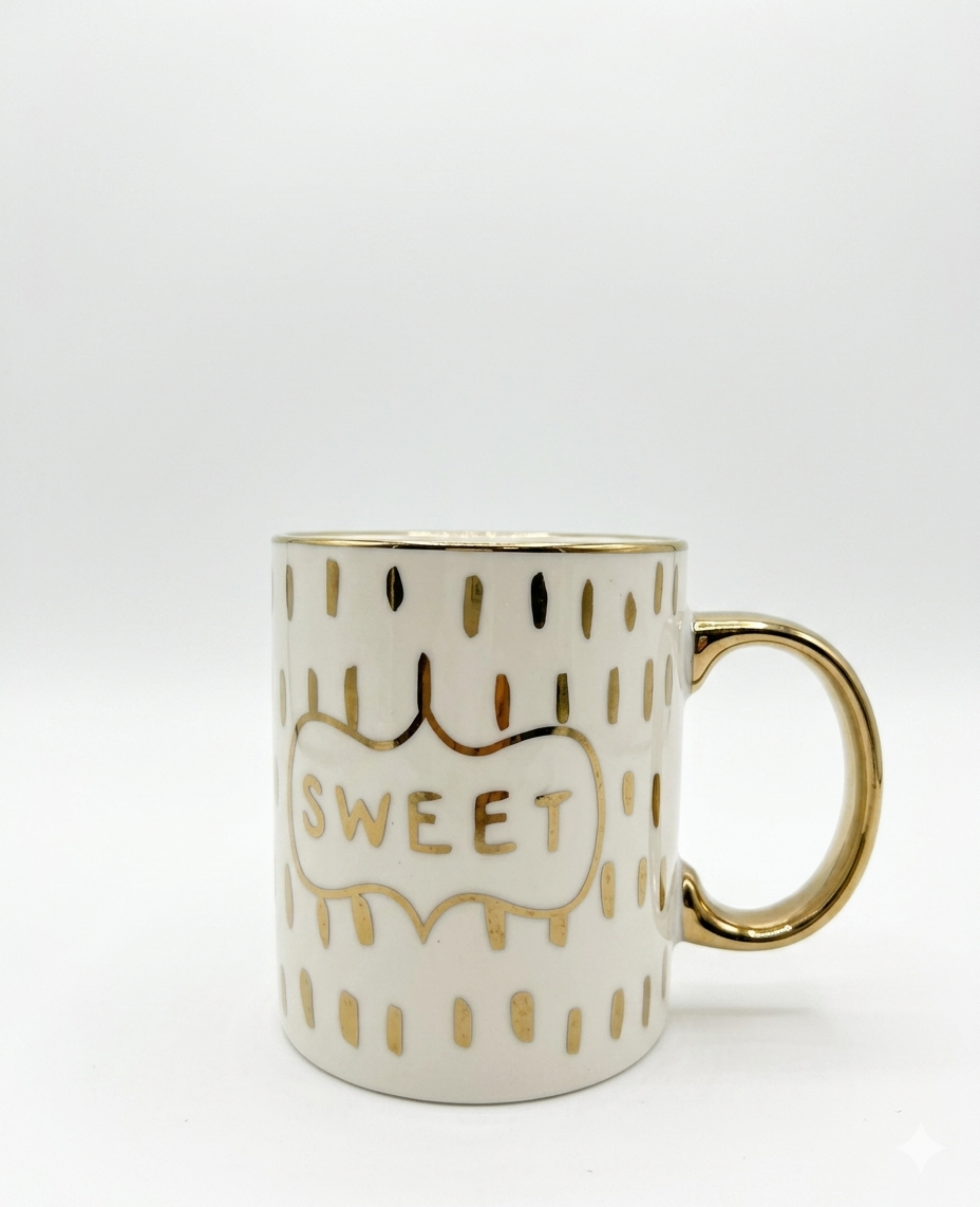 Luxury White & Gold “ENJOY” Ceramic Coffee Mug