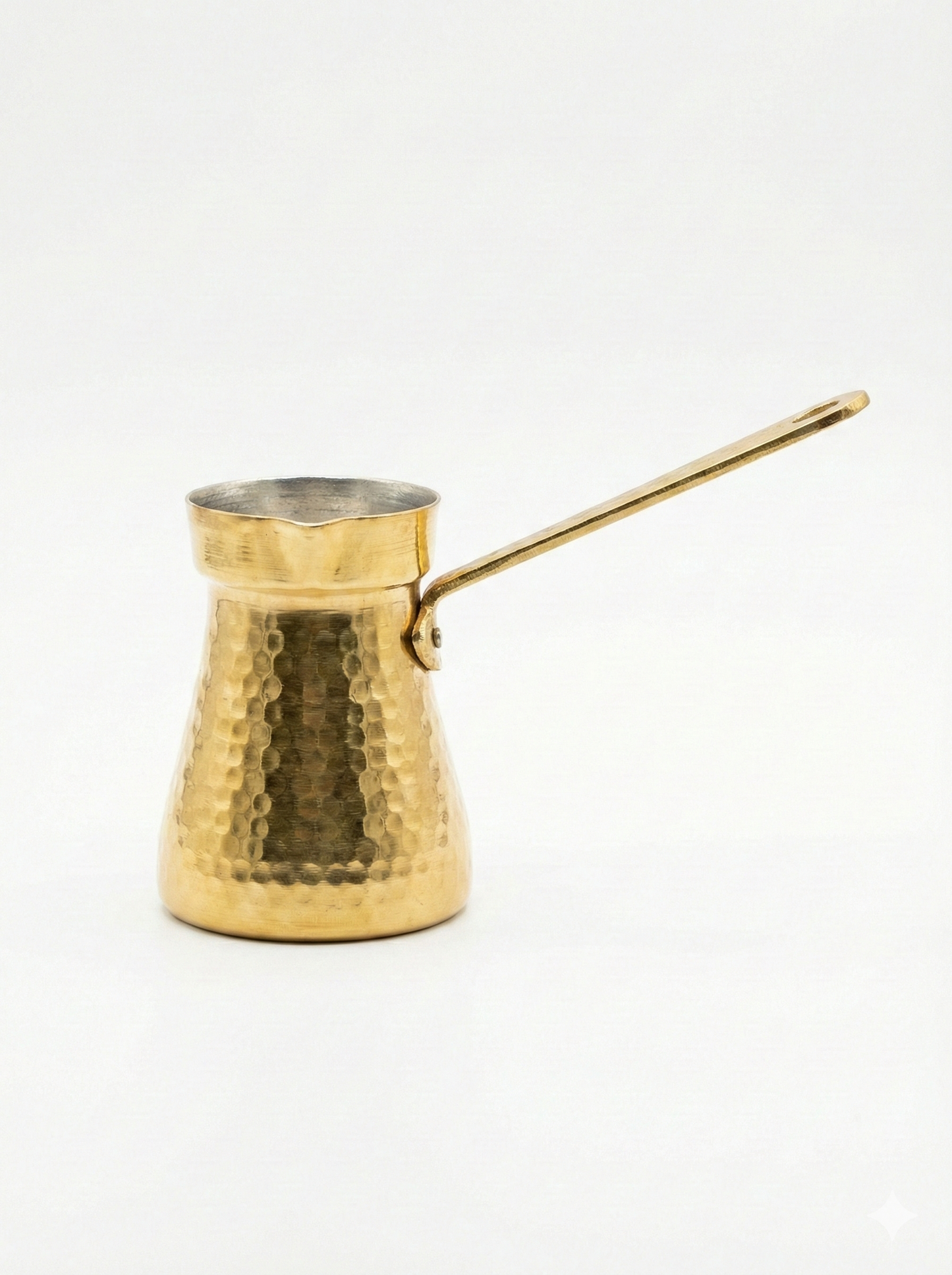 Hammered Gold Turkish Coffee Pot with Long Metal Handle