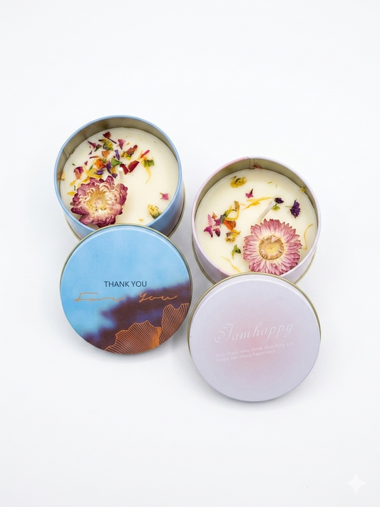 Bloom & Gratitude" Artisanal Botanical Soy Candle Set