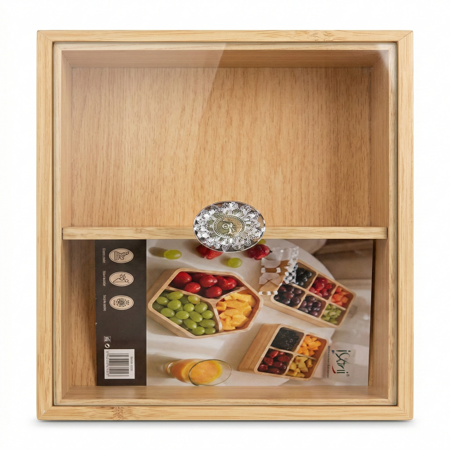 Bamboo Serving & Storage Box with Clear Lid – Multipurpose Organizer Tray
