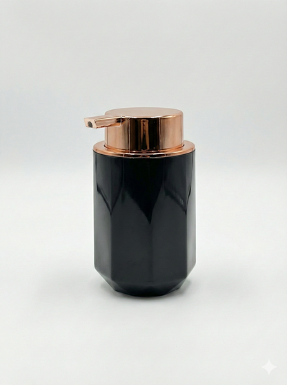 Modern White Soap Dispenser with Rose Gold Pump – Luxury Bathroom Accessory