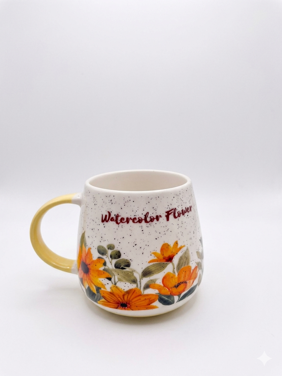 Floral Ceramic Coffee Mug – Watercolor Flower Design Cup