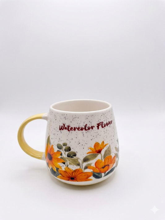 Floral Ceramic Coffee Mug – Watercolor Flower Design Cup