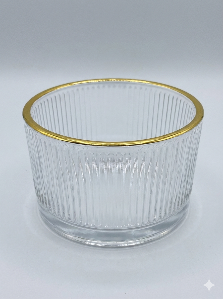 Glamour Ribbed Glass Trinket Bowl