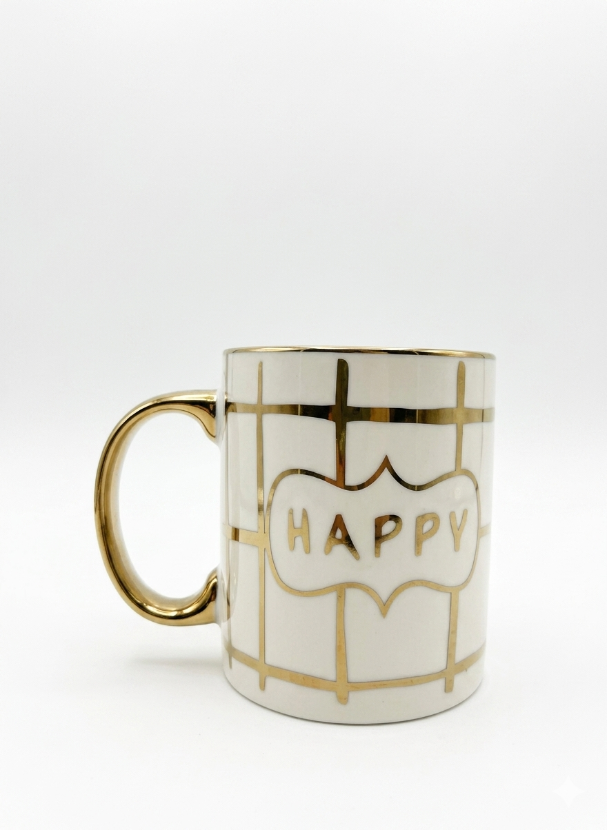 Luxury White & Gold “ENJOY” Ceramic Coffee Mug
