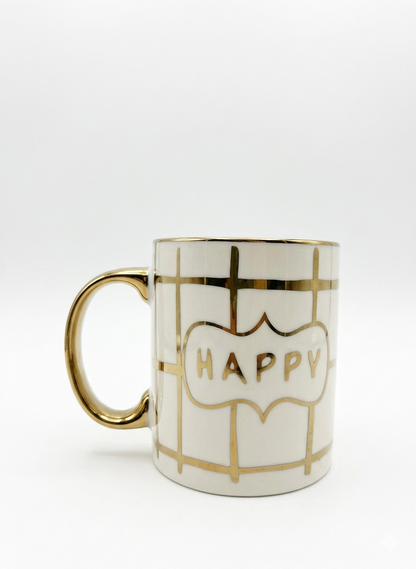Luxury White & Gold “ENJOY” Ceramic Coffee Mug