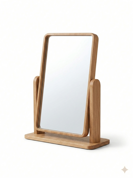 Linear" Oak-Finish Rectangular Vanity Mirror