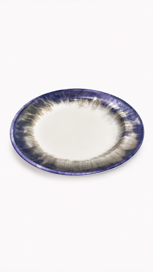 Artisanal Reactive Glaze Ceramic Plate – Ethereal Amethyst & Cream