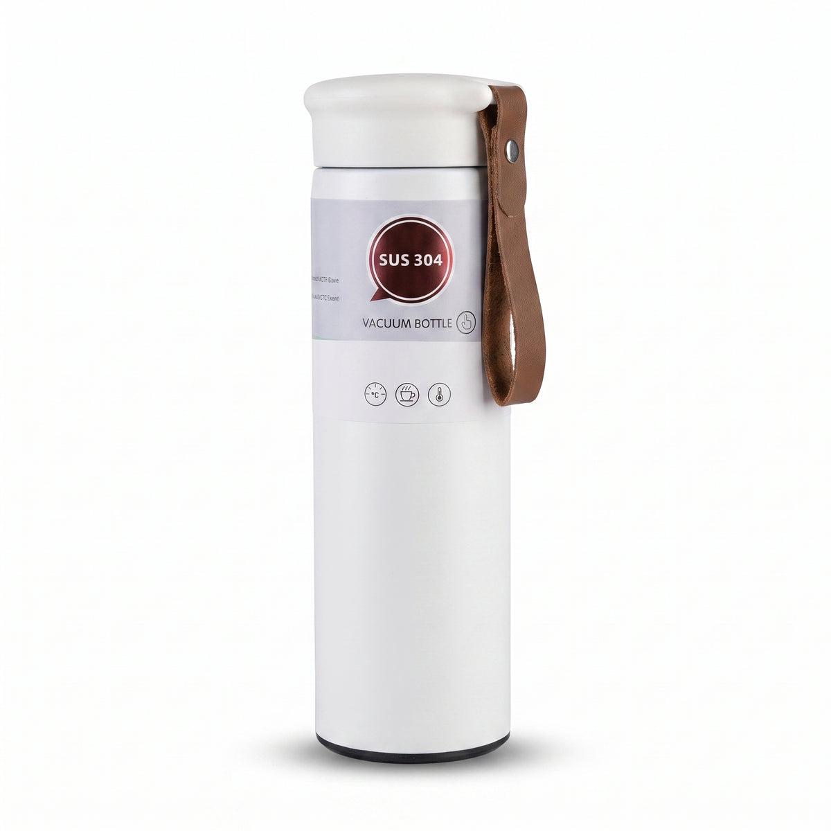 Stainless Steel Vacuum Bottle – Leather Strap Travel Flask
