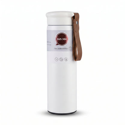 Stainless Steel Vacuum Bottle – Leather Strap Travel Flask