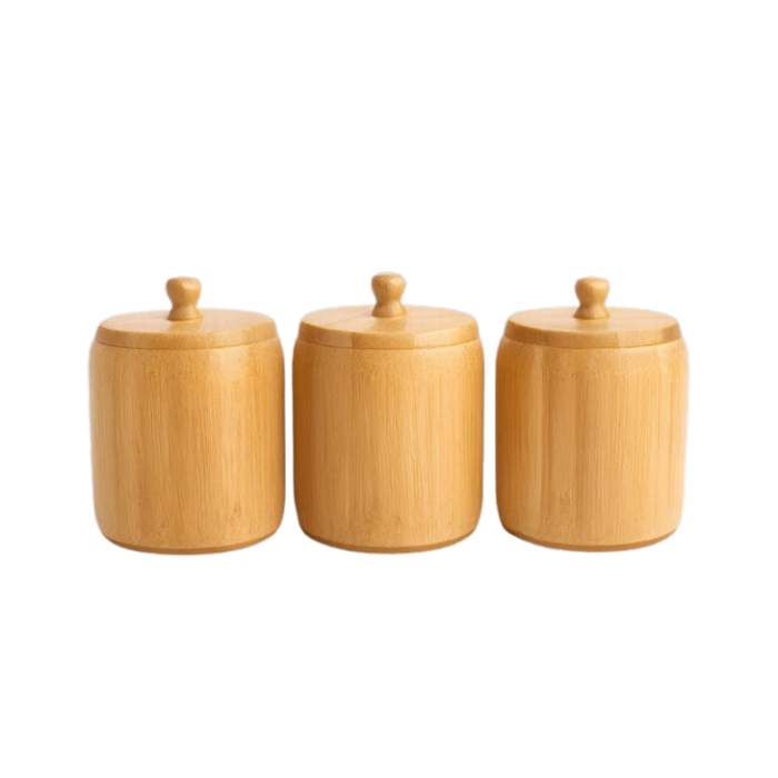 Natural Bamboo Kitchen Storage Jars Set