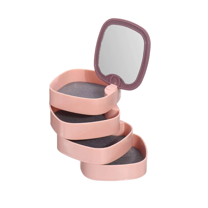 Rotating 3-Layer Jewelry Box with Mirror