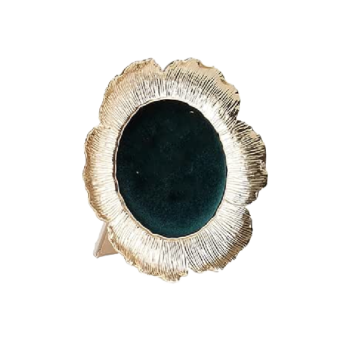 Golden Flower Decorative Plate Teal Blue