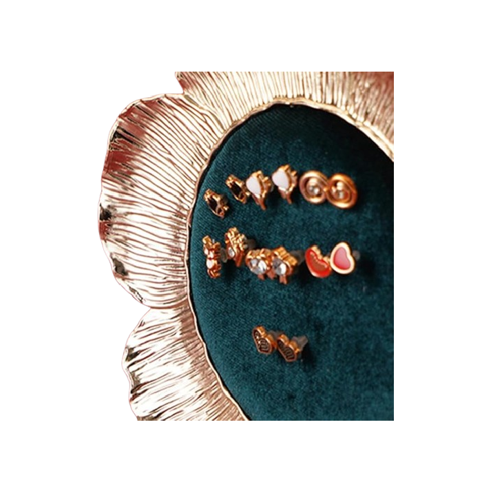 Golden Flower Decorative Plate Teal Blue