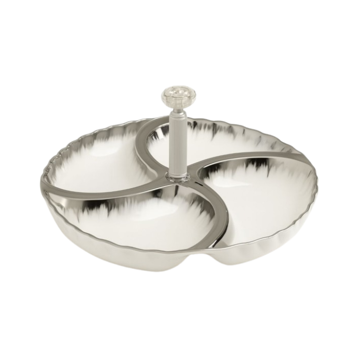 طبق تقديم بورسلين فاخر 4 أقسام ذهبي