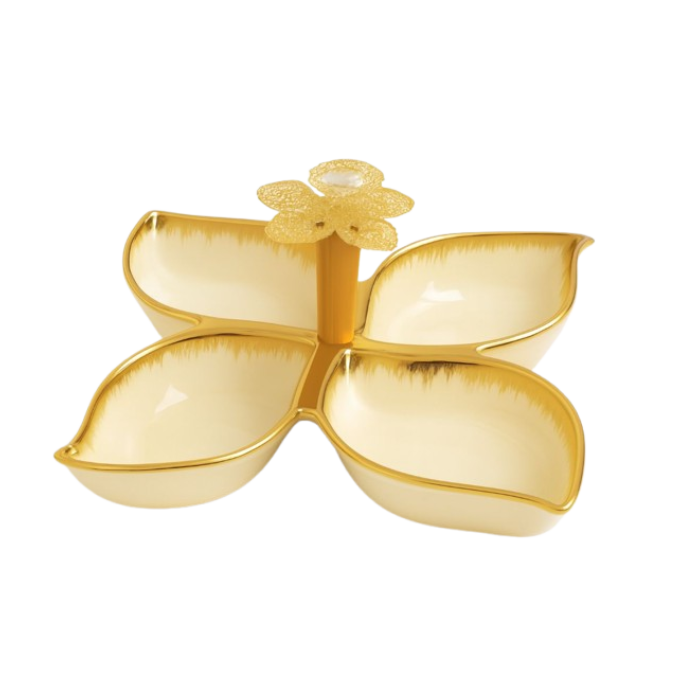 طبق تقديم بورسلين فاخر 4 أقسام فضي