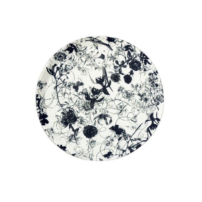 صينية ميلامين مدوّرة مزخرفة بالورود