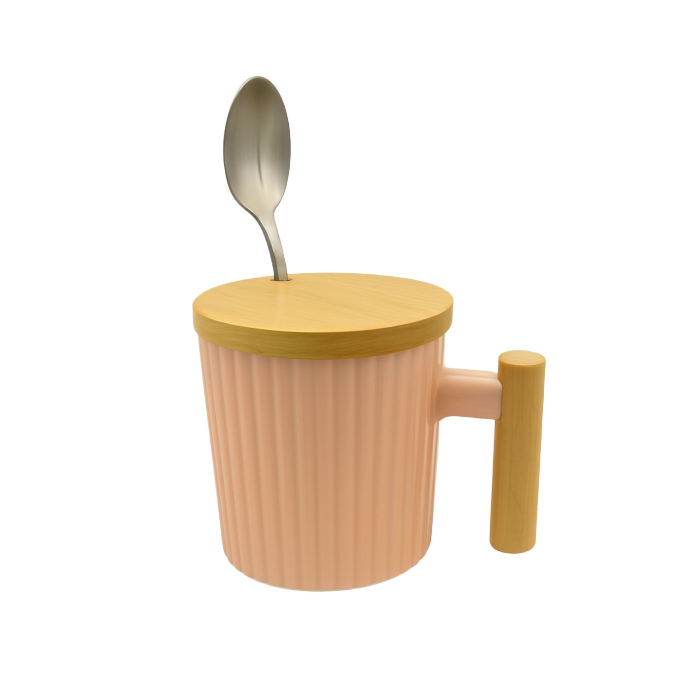 Porcelain Mug with Wooden Cover & Handle