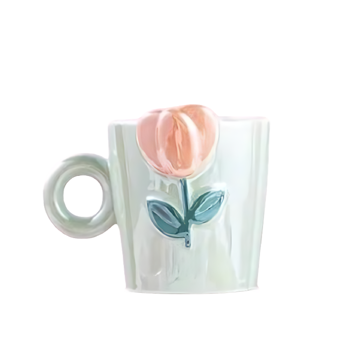 كوب بورسلين برسومات وردية ناعمة