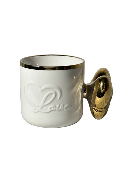 Trendy "Love" White & Gold Ceramic Mug