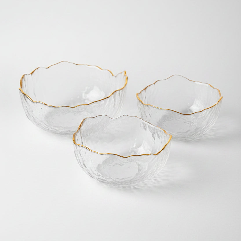 Hammered Glass Bowl Set