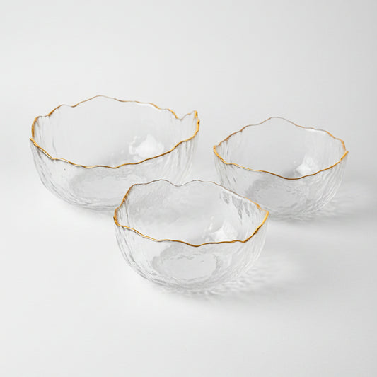 Hammered Glass Bowl Set