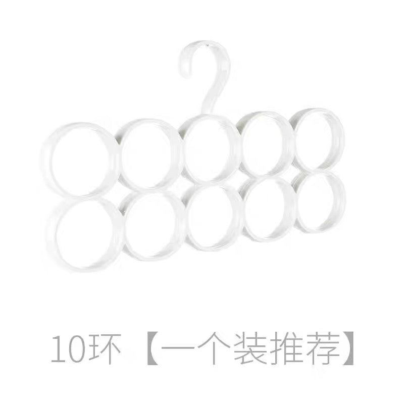 Multi-Ring Scarf & Tie Organizer Hanger (10 Rings)