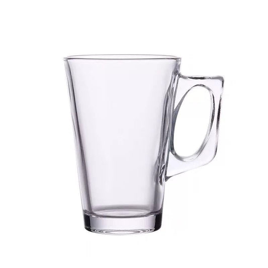 Clear Glass Coffee Mug with Modern Handle