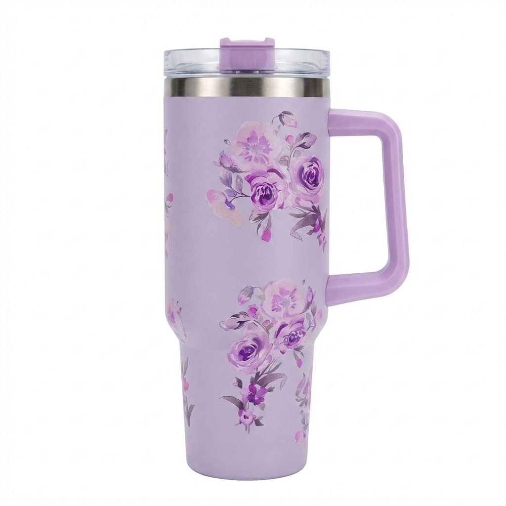 Floral Travel Mug with Handle